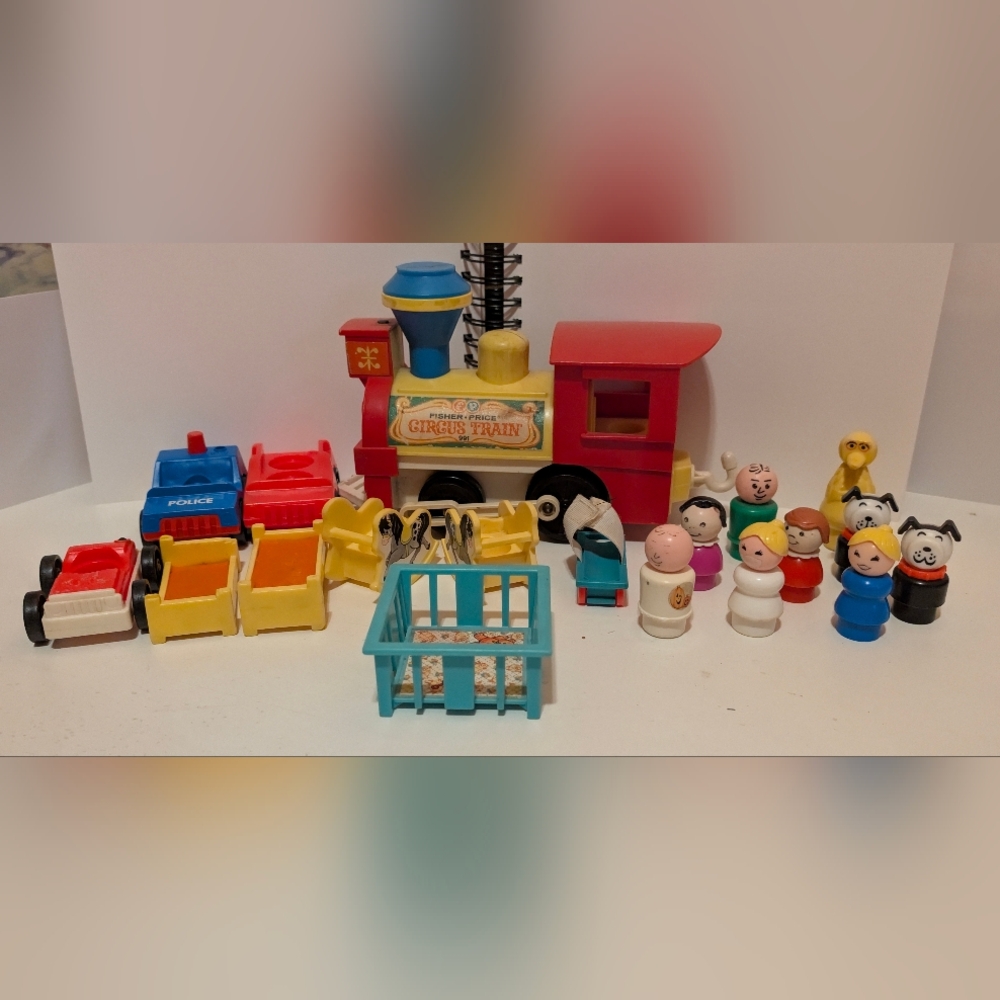 Vintage Fisher-Price Circus Train, Furniture, people And More.